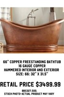 66" Copper Freestading Bathtub