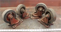 4 Very Heavy Cast Iron Casters