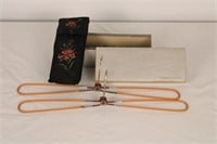 VINTAGE EATONS TRAVEL HANGERS IN EMBROIDERED CASE