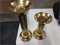 Gold tone candle holders