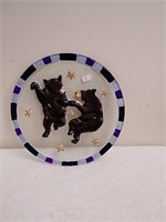 Dancing bear glass plate