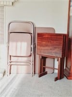 Samsonite Card Table & Chairs, Wood TV Trays