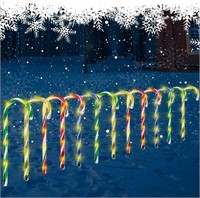 JEYULL 12 Pack Candy Cane Outdoor Landscape Lights