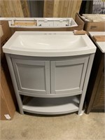 30" Gray Vanity w/ White Single Sink Top