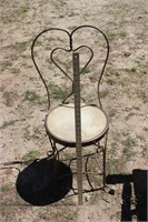 Vtg. Metal Cafe Chair w/Wooden Seat