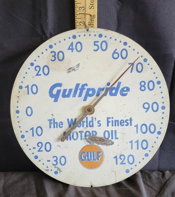 Gulf Motor Oil "Gulfpride" 12" Pam Thermometer