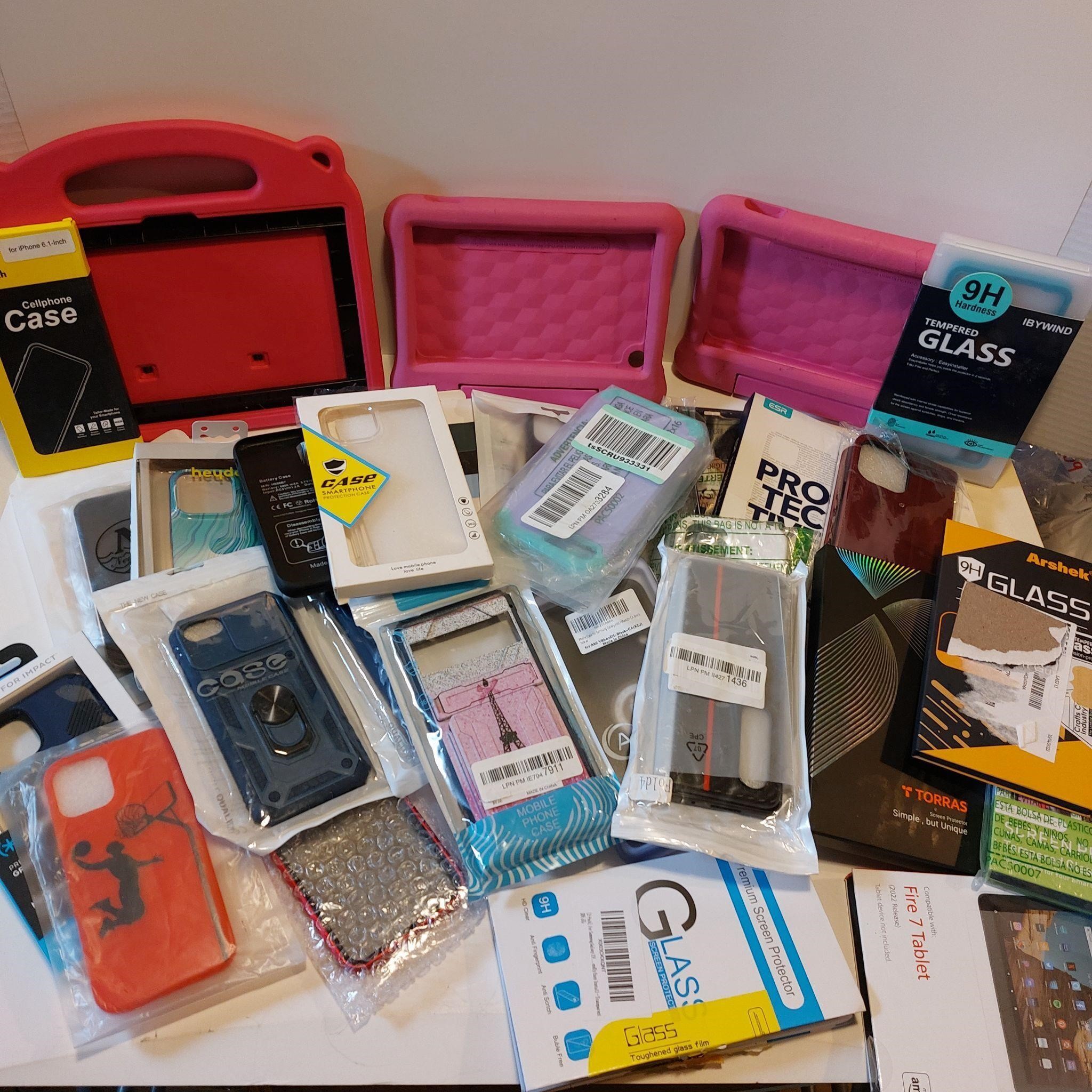 Large Lot of Cell Phone Cases, Screen Protectors