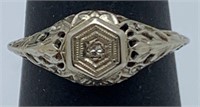 Antique 14k Gold Filigree & Diamond Ring