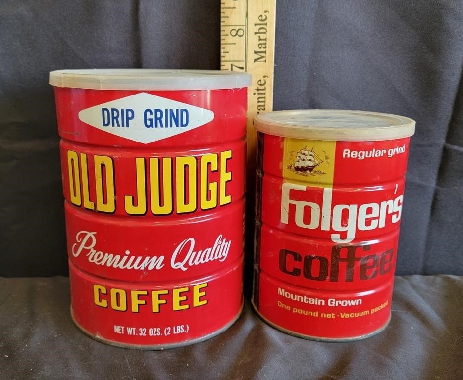 Vtg Old Judge /Folgers Coffee Tins