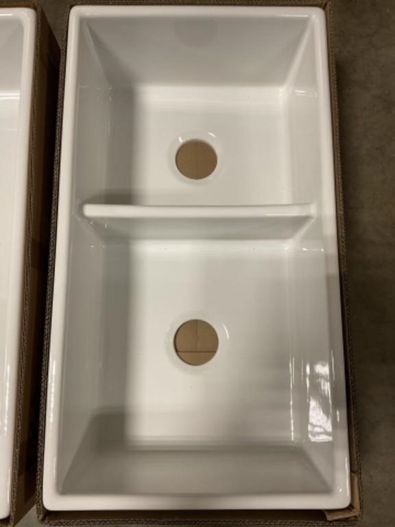 Fireclay 60/40 33" Double Bowl Farm Sink