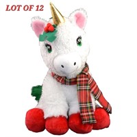 LOT OF 12 - Joy” the Christmas Unicorn Plush Tree