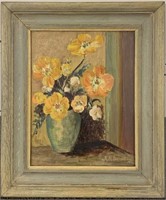 R. M. Pottory Oil On Board Flower Still Life