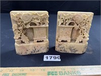 Carved Stone Bookends