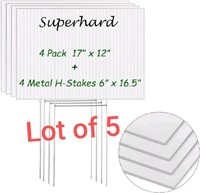 Lot of 5
Blank Yard Signs with Stakes, 4 Pack 17 x