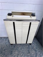 Vintage dental cabinet w some milk glass inserts