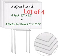 Lot of 4
Blank Yard Signs with Stakes, 4 Pack 17 x