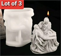 Lot of 3, Pieta Mold Candle, 3D Jesus Silicone Mol