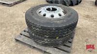 2 Semi Tires on 10 Hole Rims 11.R-22.5