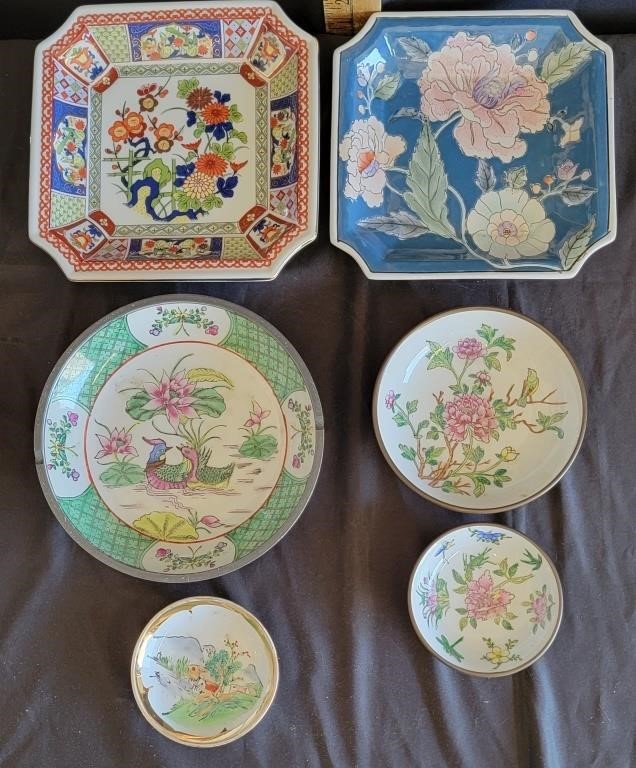 Oriental Porcelain Brass Ware Bowls/Plates