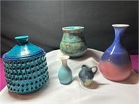 Dryden Signed Painted Pottery Vases ++