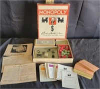 1935 Monopoly Game Set Complete w/Wooden Houses