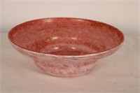 VINTAGE IRIDESCENT PINK SPLATTER GLASS BOWL