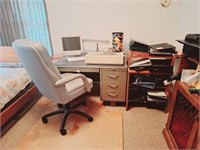 Vintage Metal Desk, Office Chair, Apple Computer