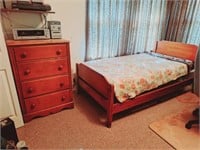 Twin Bed, Wood Dresser