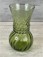 VINTAGE GREEN GLASS BUD VASE