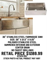 30" Stainless Steel Farmhouse Sink