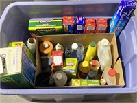 Tub Full of Cleaning and Kitchen Supplies