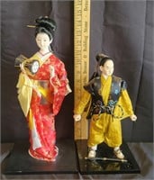 Vtg Japanese Samurai Warrior / Geisha Figures