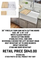 30" Fireclay Farm Sink w/Cutting Board