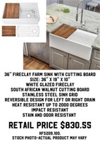 36" Fireclay Farm Sink w/Cutting Board