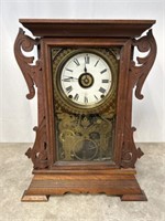 Vintage wood parlor clock, missing top section