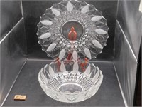 LOVELY FROSTED CRYSTAL BOWL AND SERVING PLATE