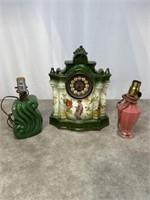 Porcelain mantle clock and small table lamp bases