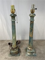 Marble table lamp bases, set of 2