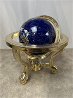 Vintage mixed stone desktop globe and compass