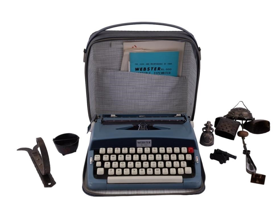 Portable Typewriter & Metalware Collectibles