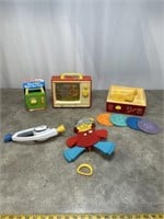Vintage Fisher Price record player, TV box, Music