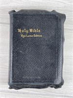 ANTIQUE LEATHER BOUND BIBLE RED LETTER EDITION