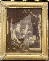 Framed Interior Print Scene In Gilt Frame