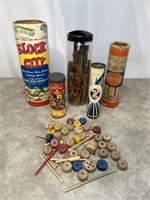 Vintage building block and tinker toys