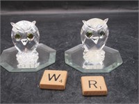PAIR OF SWAROVKSI CRYSTAL OWLS- 1 IS NOT PERFECT