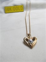 14k Gold 22" Rope Chain & Diamond Pendant