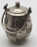 Sterling Silver Barrel With Lid And Handle