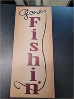 Gone fishing wood sign