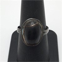 Sterling Silver Ring W Black Stone