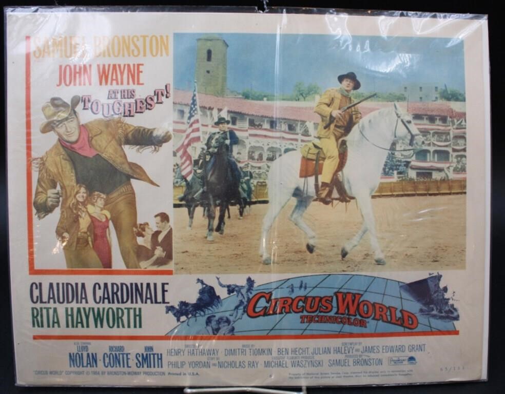 SCARCE 1964 JOHN WAYNE CIRCUS WORLD MOVIE POSTER